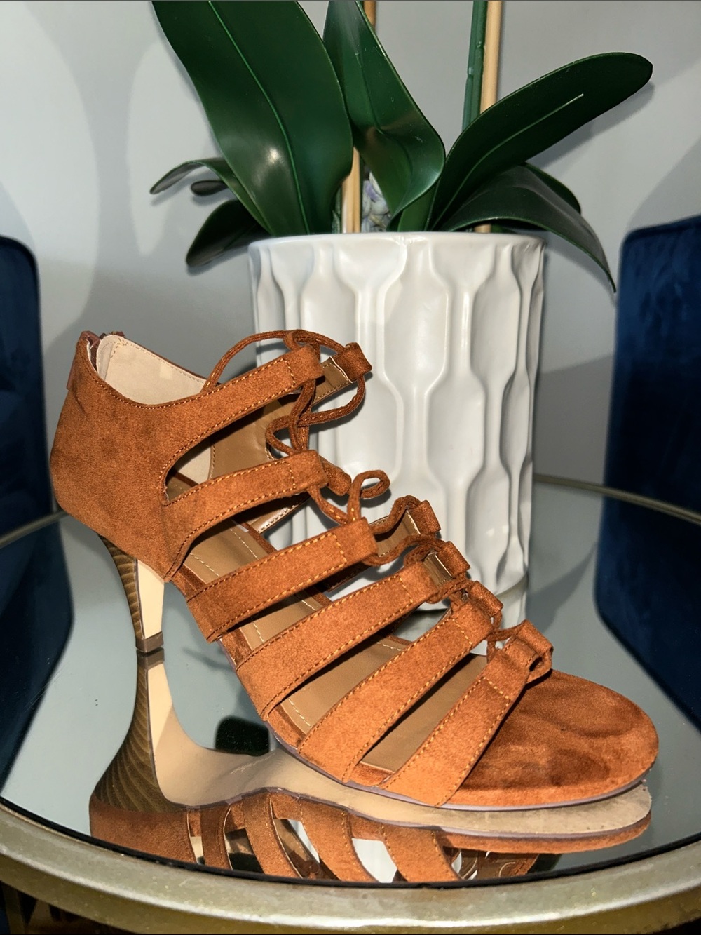 Style & Co. Rust Suede Strappy High Heel Sandal